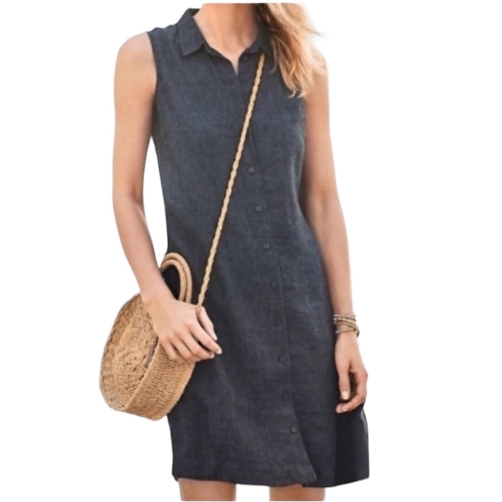 Garnet Hill Black Sleeveless Midi Dress